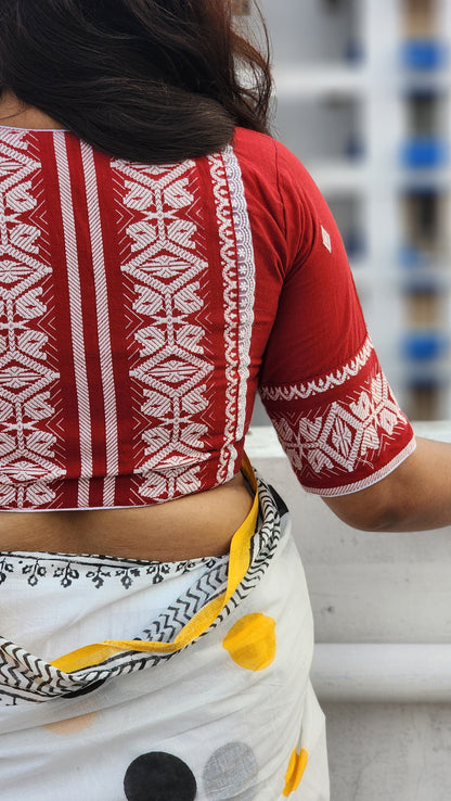 Maroon Bano Jamdani Blouse