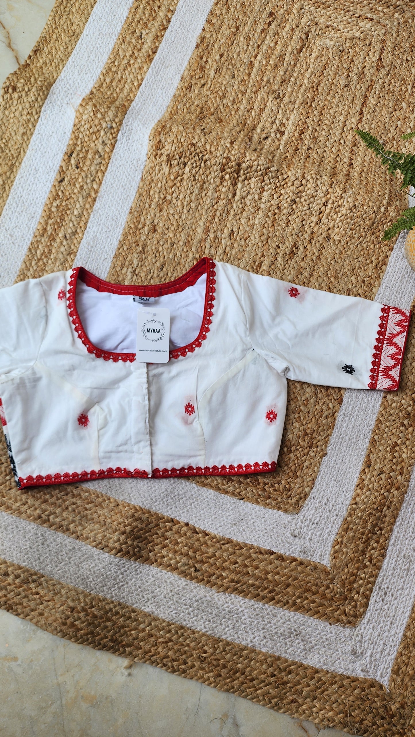 White Jamdani  Saba Cotton Blouse