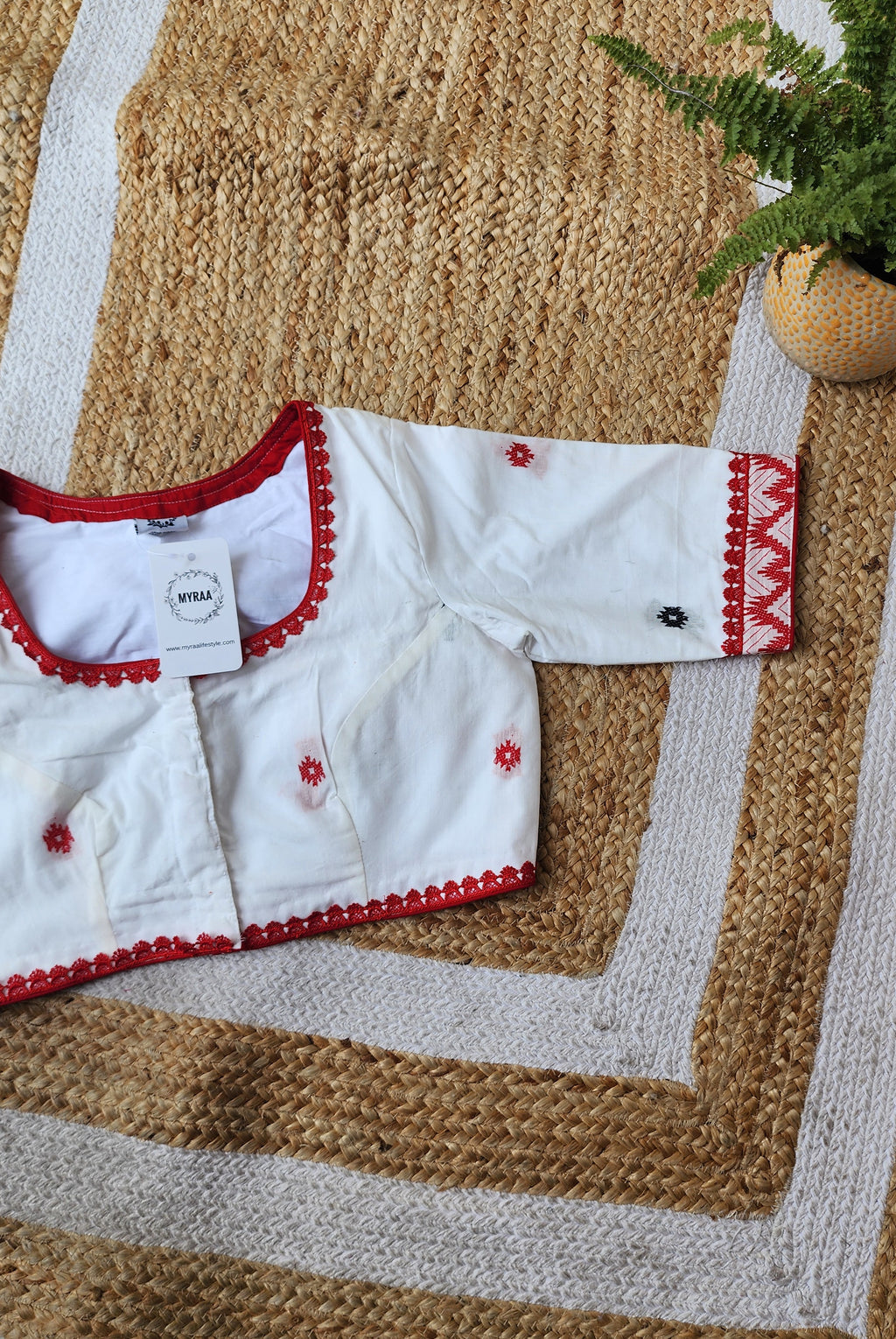 White Jamdani  Saba Cotton Blouse