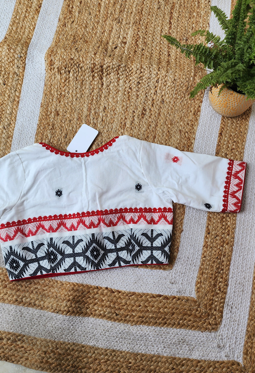 White Jamdani  Saba Cotton Blouse