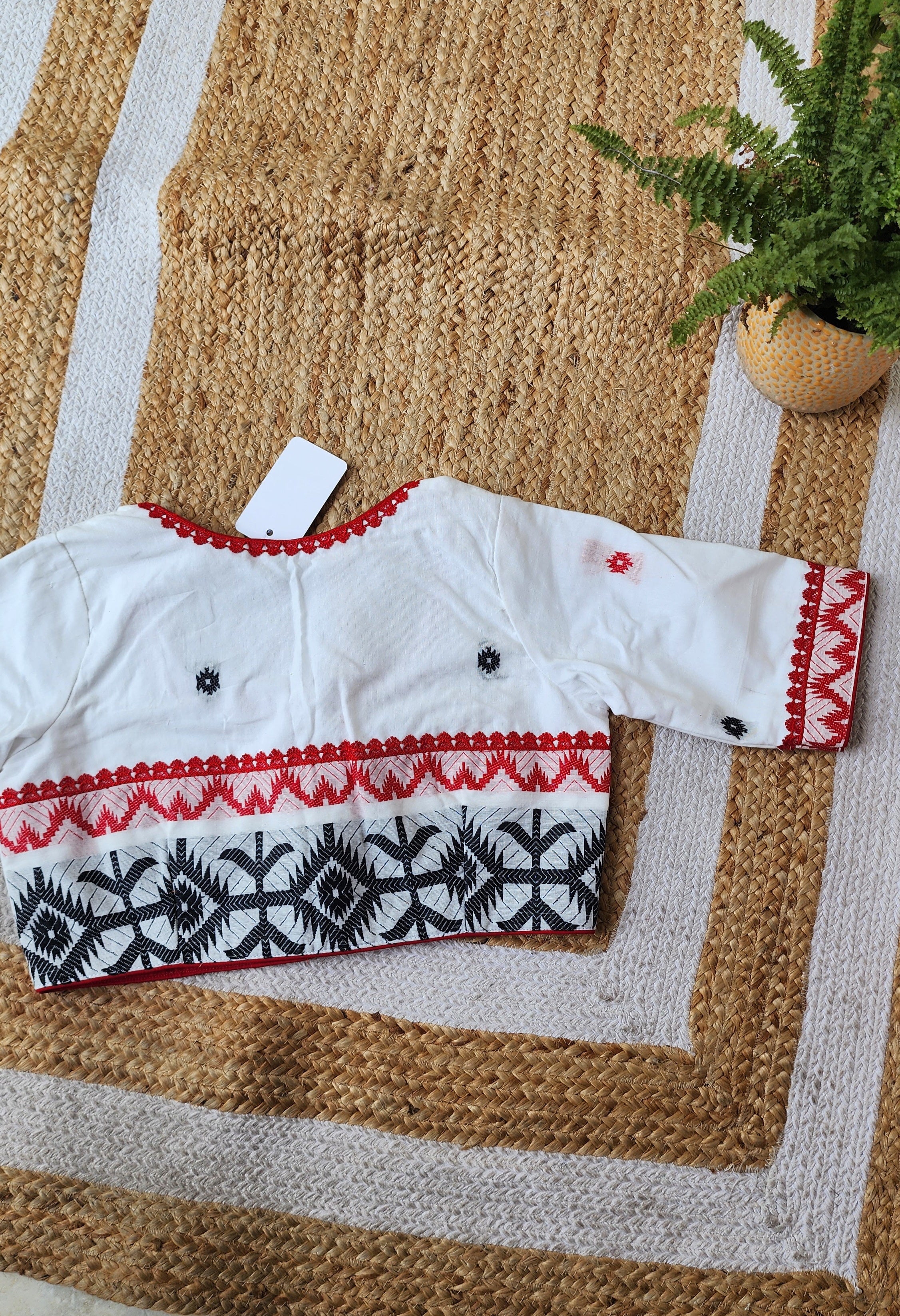 White Jamdani  Saba Cotton Blouse