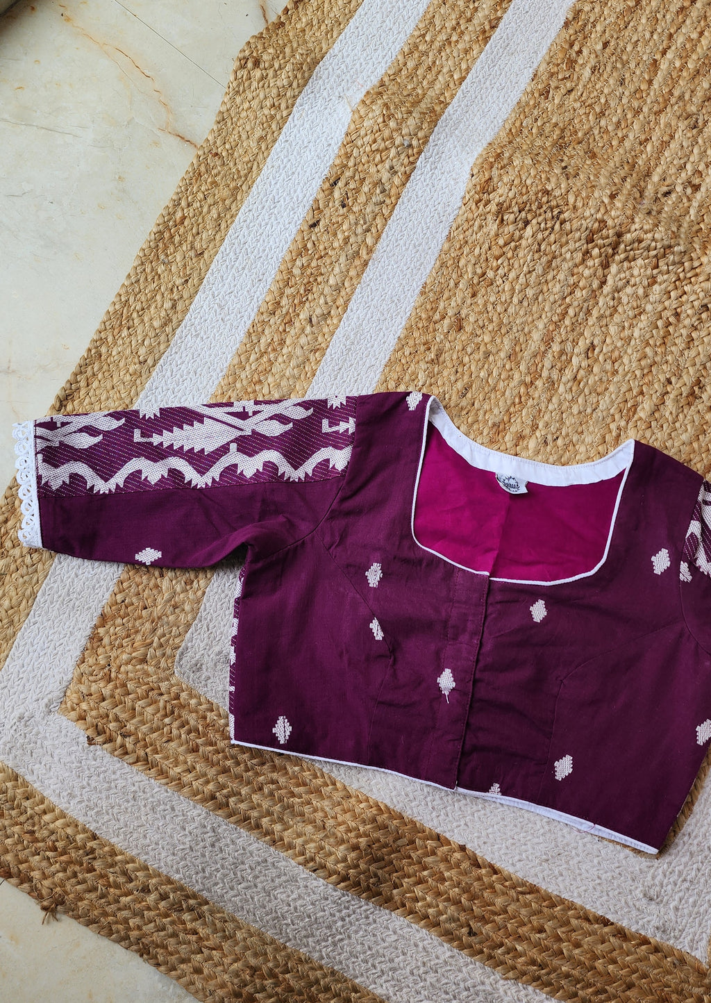 Purple Jamdani Cotton Blouse