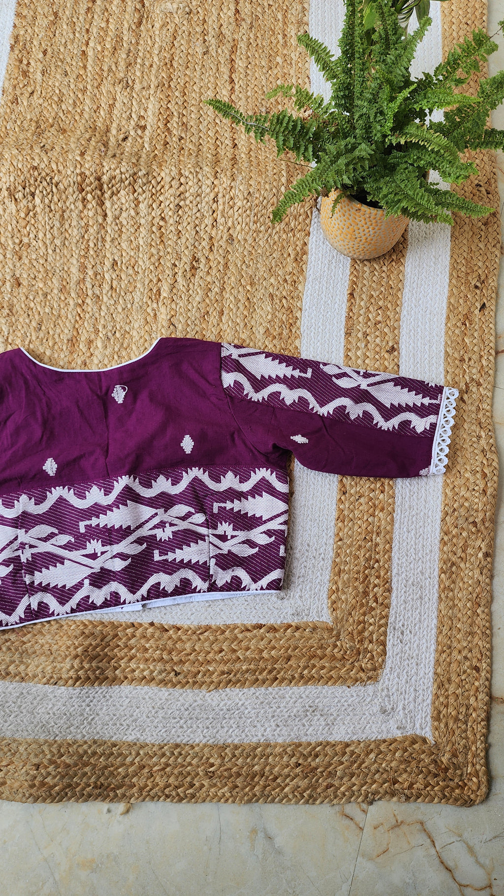 Purple Jamdani Cotton Blouse