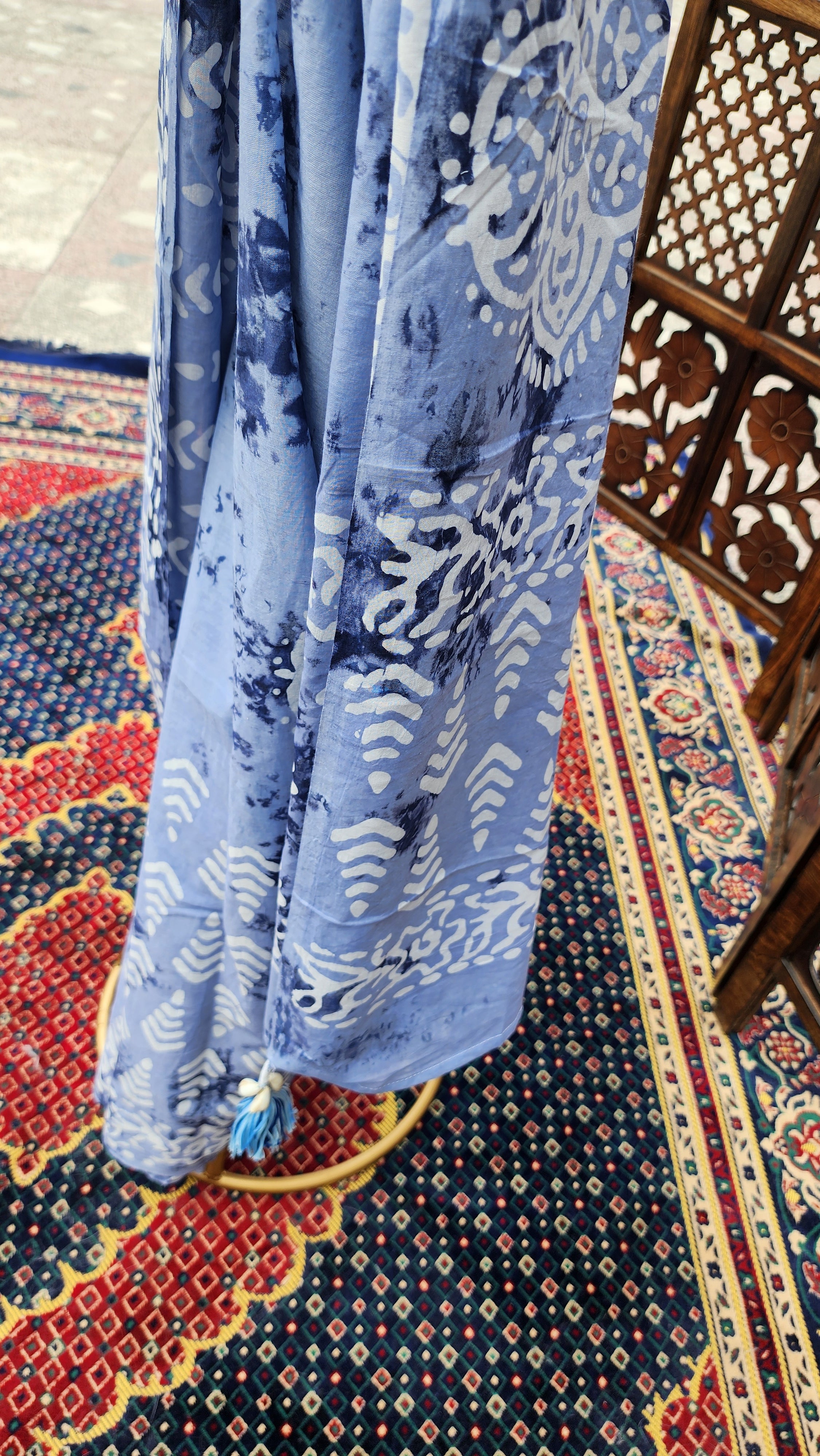 Frost Petal Batik Mulmul Saree