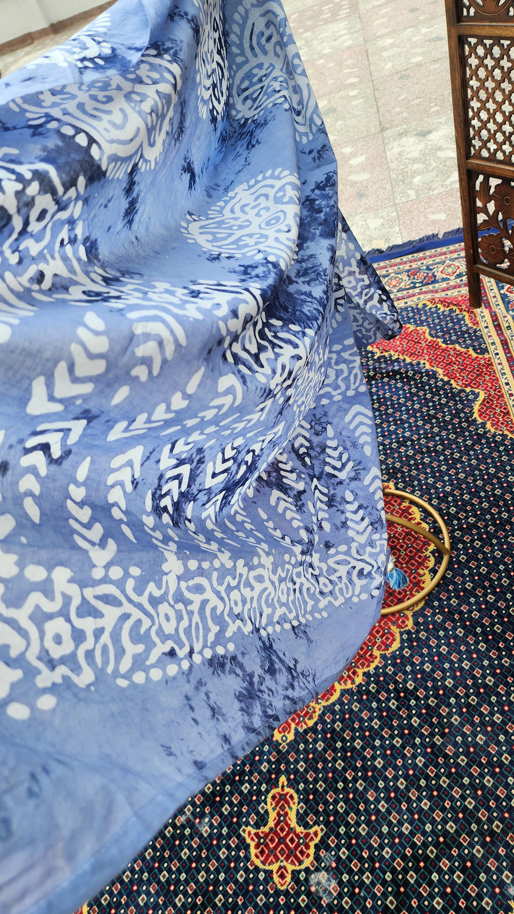 Frost Petal Batik Mulmul Saree