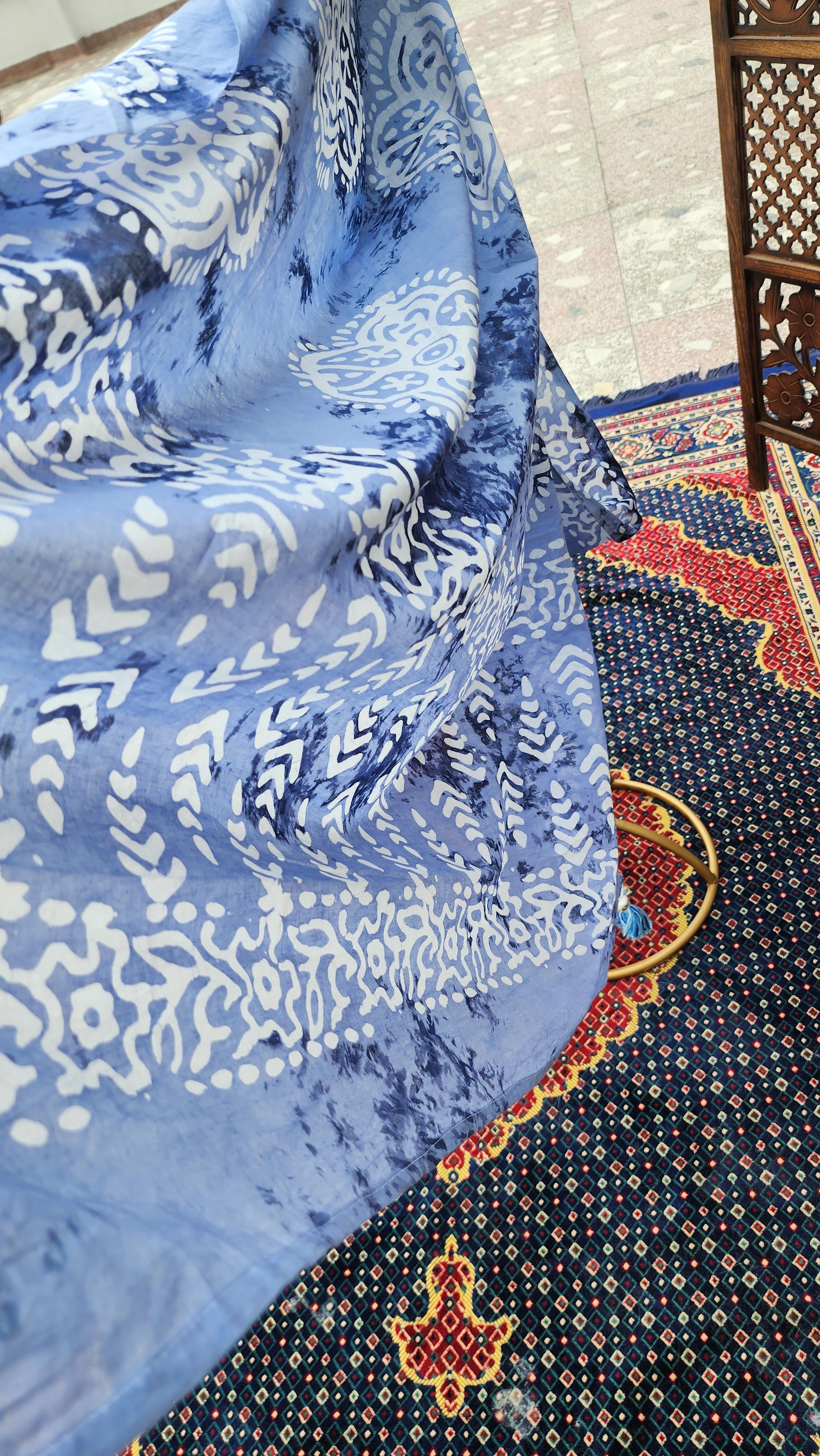 Frost Petal Batik Mulmul Saree