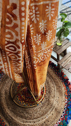 Mustard Batik Mulmul Saree