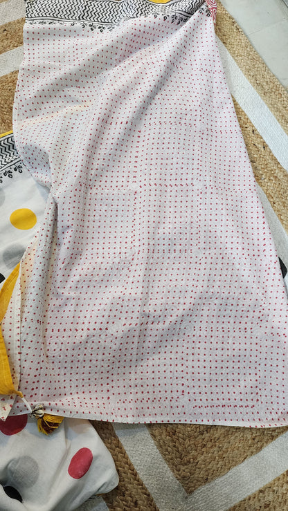 Polka Dreams Mulmul Saree