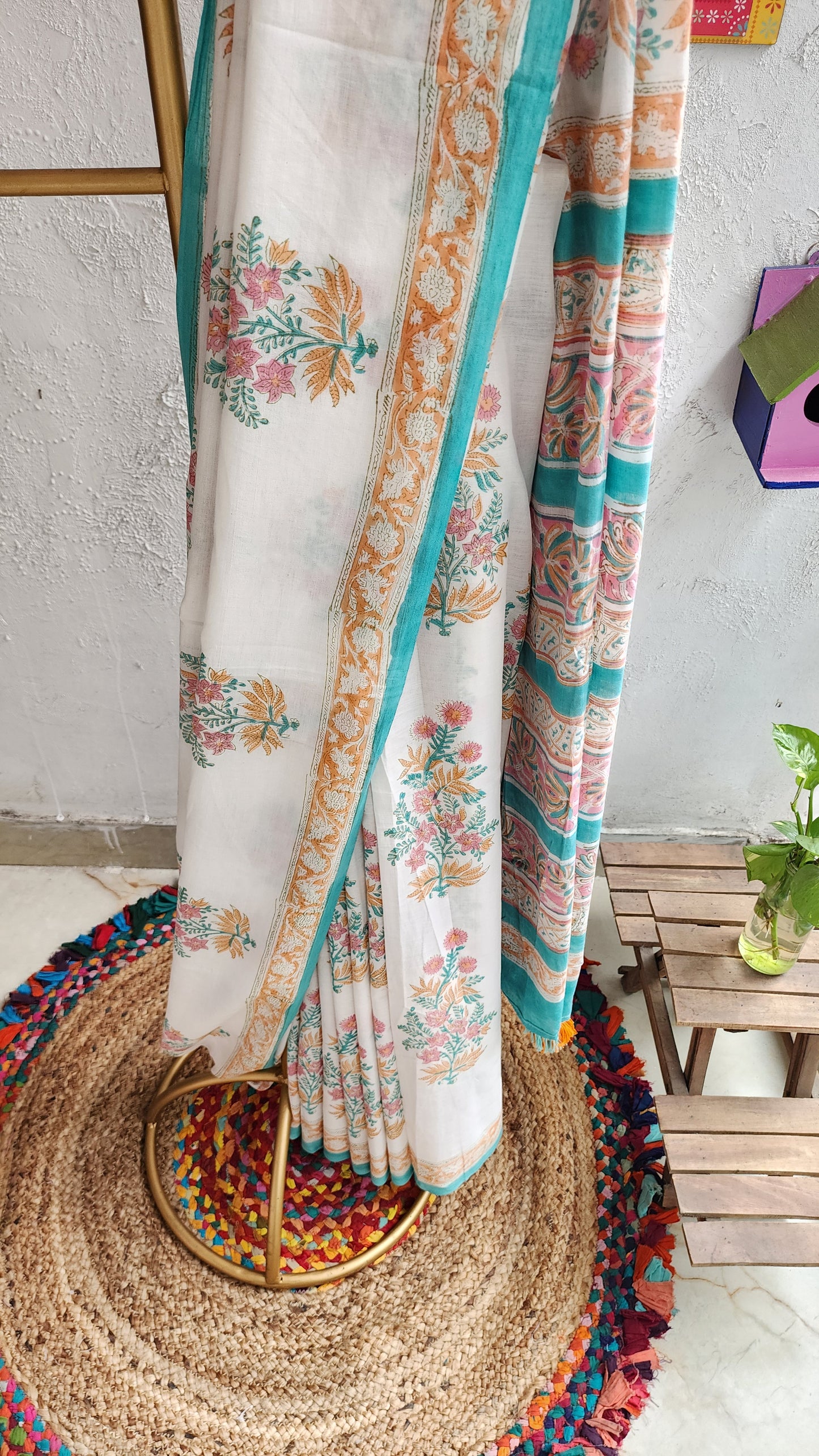 Whisper Field Mulmul Saree