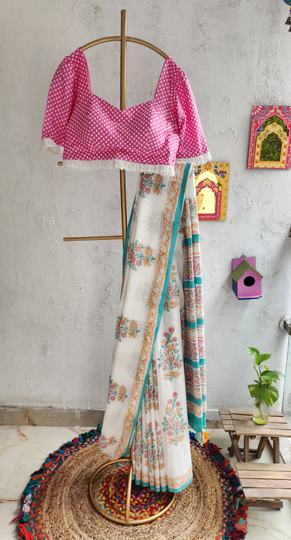 Whisper Field Mulmul Saree