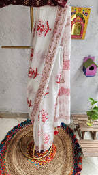 Dusty Pearl Mulmul Saree
