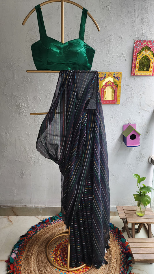 Safa Black Mulmul Saree