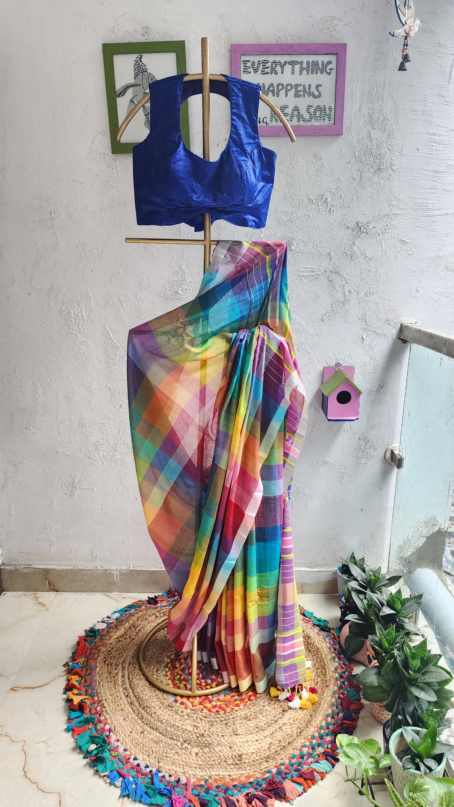 Checkmate Charm Mulmul Saree