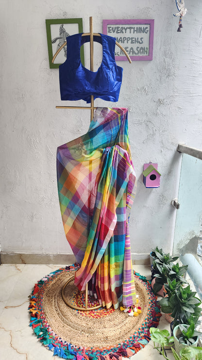 Checkmate Charm Mulmul Saree