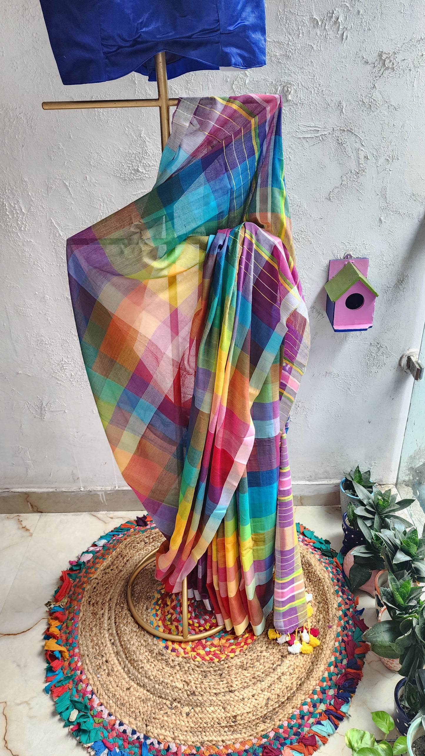 Checkmate Charm Mulmul Saree