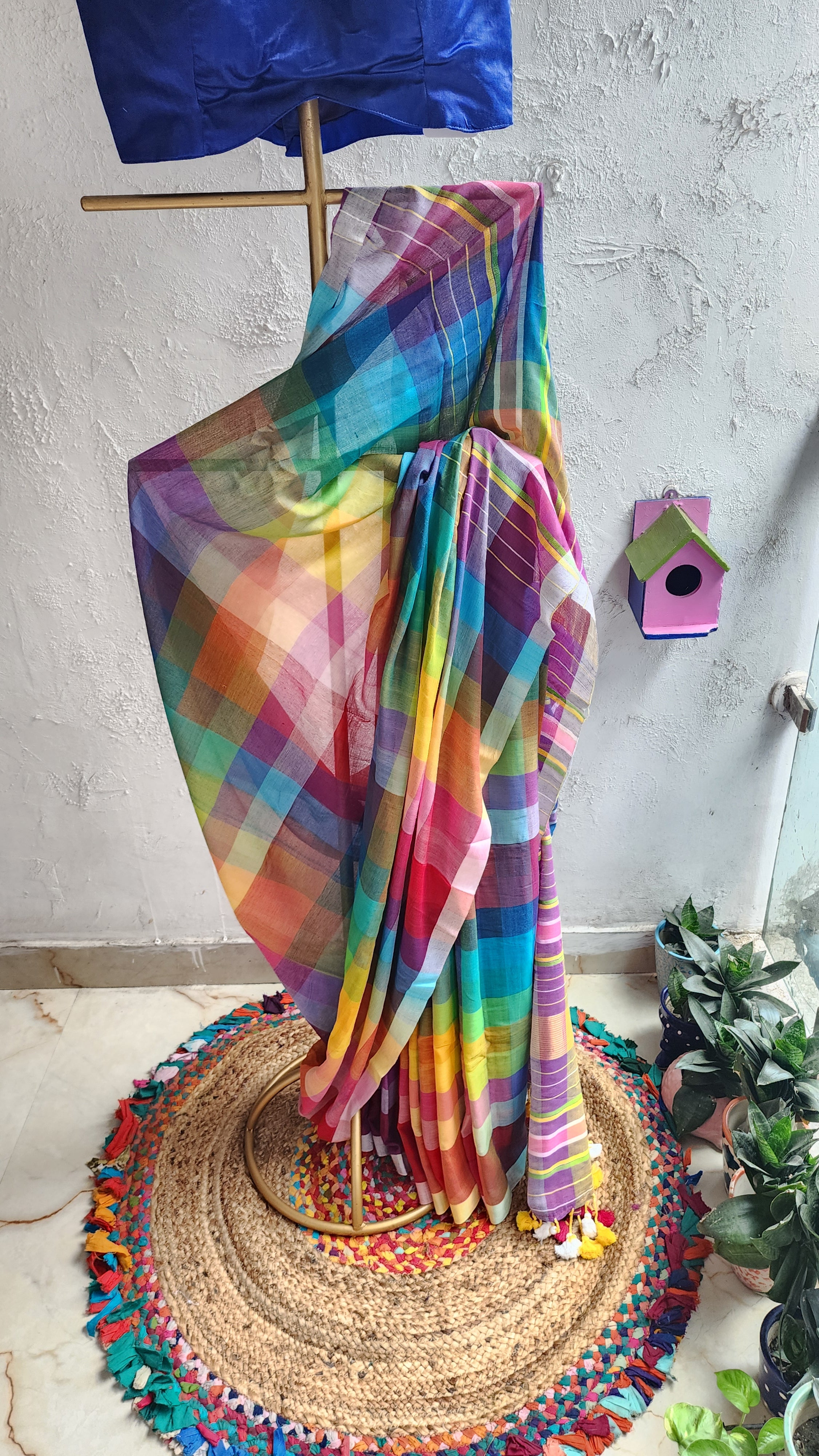 Checkmate Charm Mulmul Saree