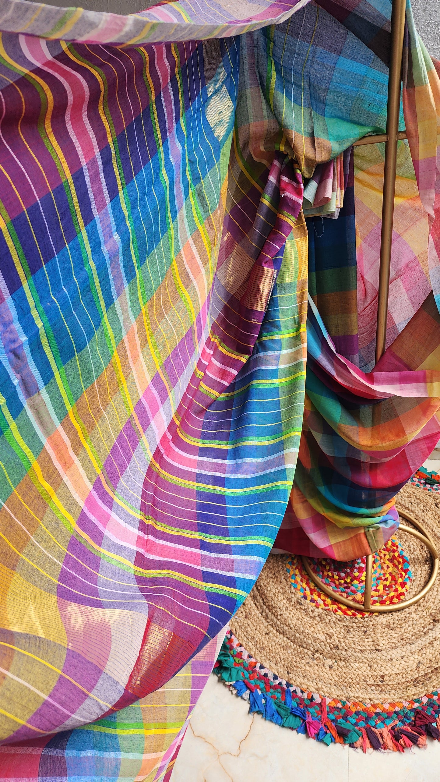 Checkmate Charm Mulmul Saree