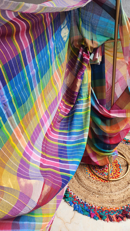 Checkmate Charm Mulmul Saree