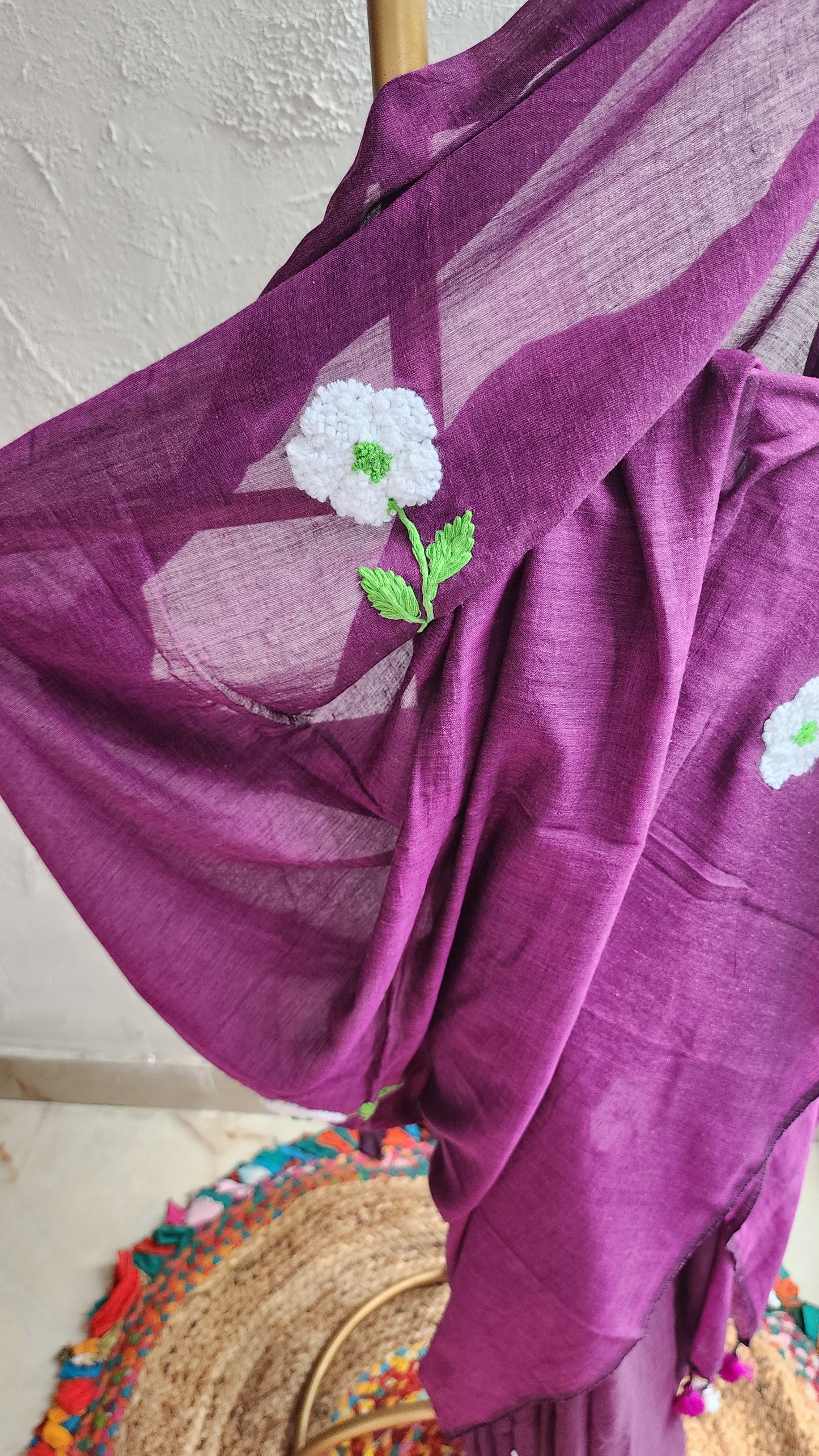Phoolnama Mulmul Saree