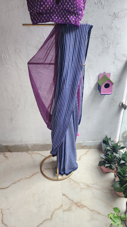 Midnight Mogra Mulmul Saree