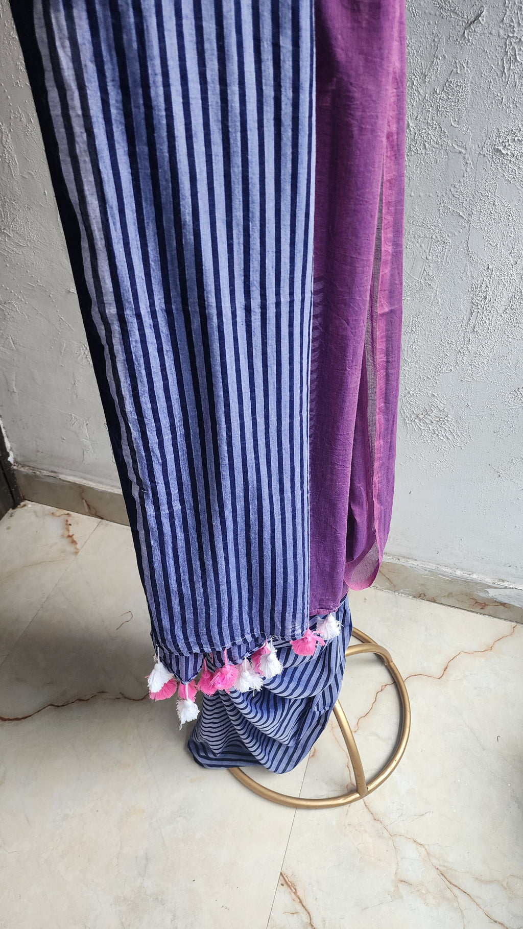 Midnight Mogra Mulmul Saree