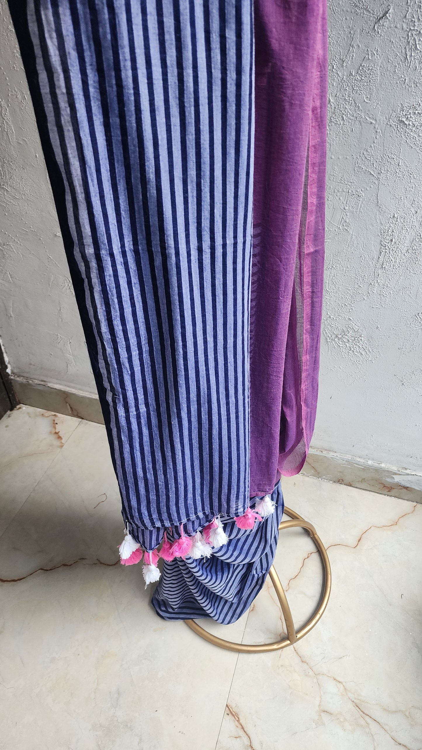 Midnight Mogra Mulmul Saree