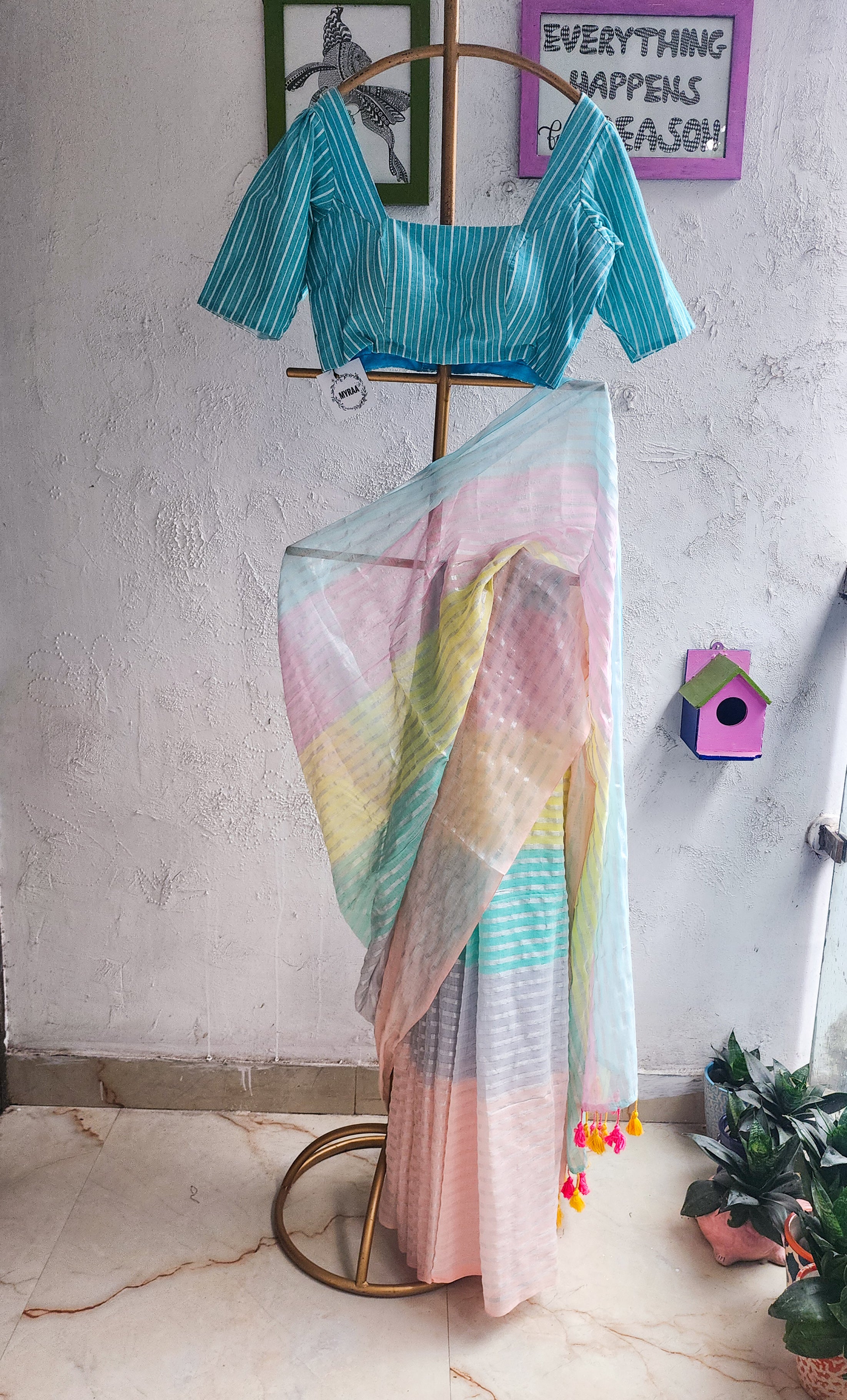 Rainbow Roshni Mulmul Saree
