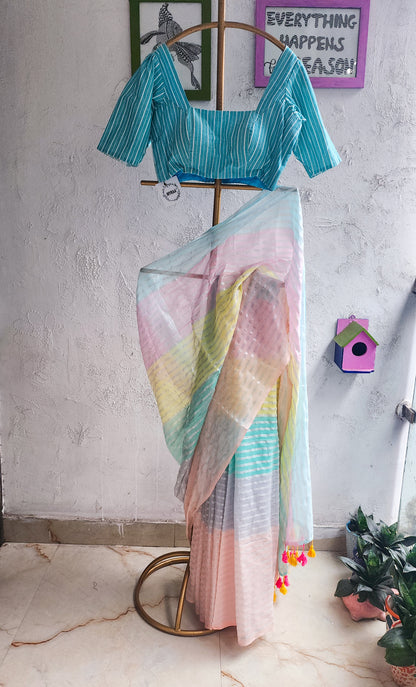 Rainbow Roshni Mulmul Saree