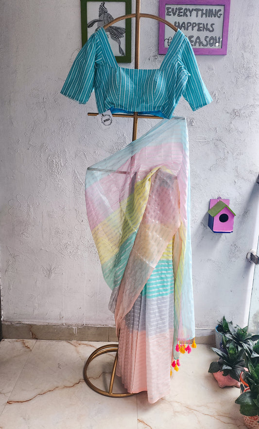 Rainbow Roshni Mulmul Saree