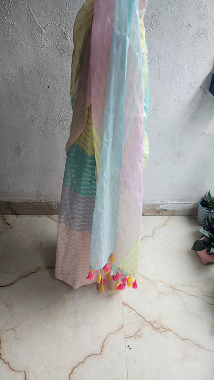 Rainbow Roshni Mulmul Saree