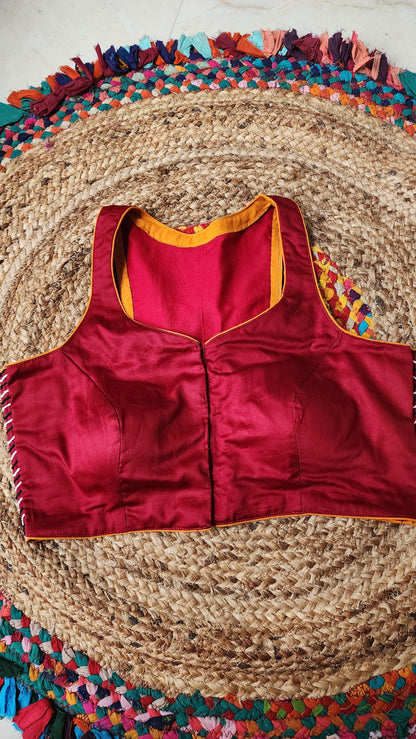 Maroon Racer Back Chevron Embroidered Blouse