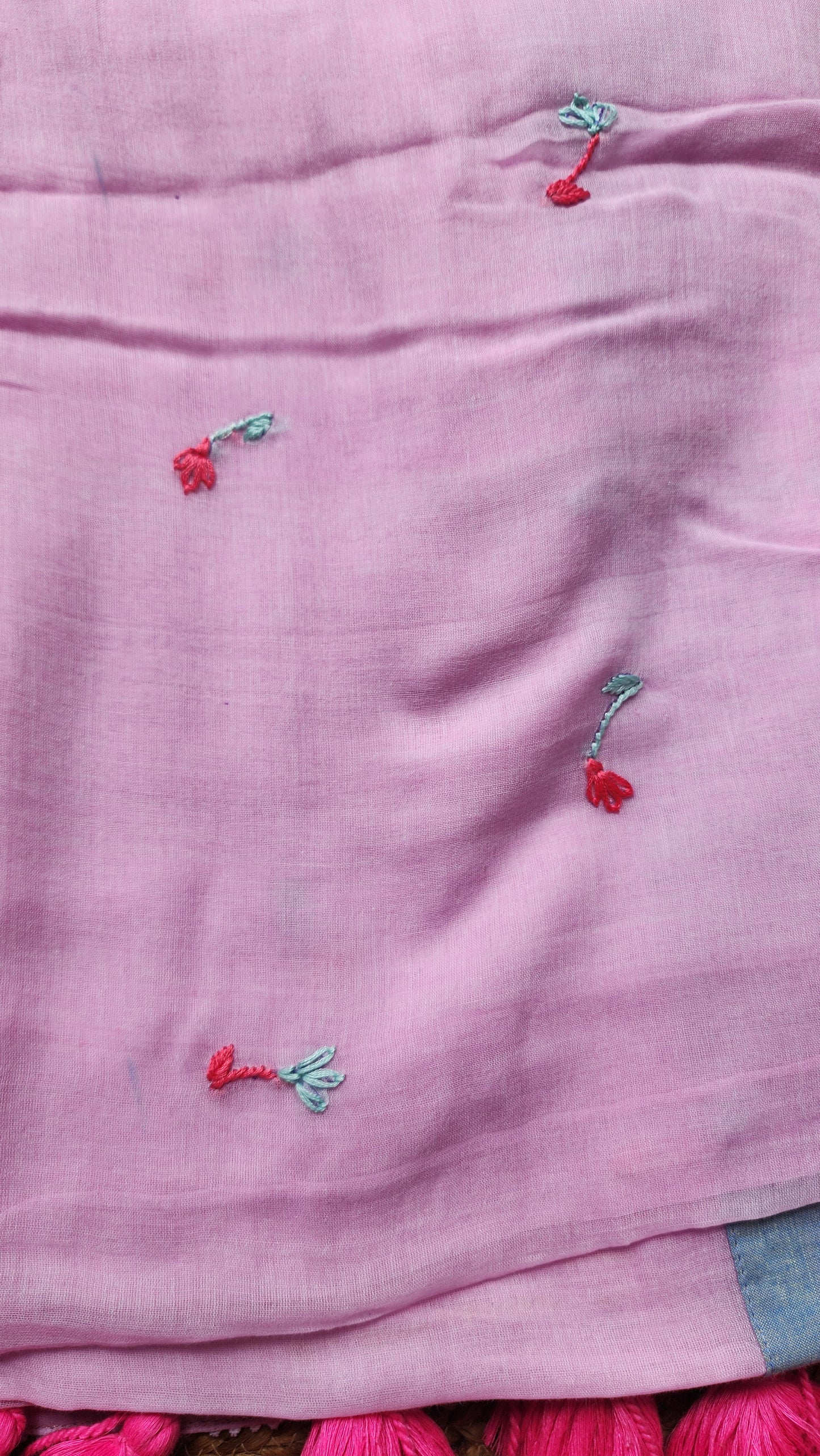 Pink Horizon Mulmul Patchwork Saree