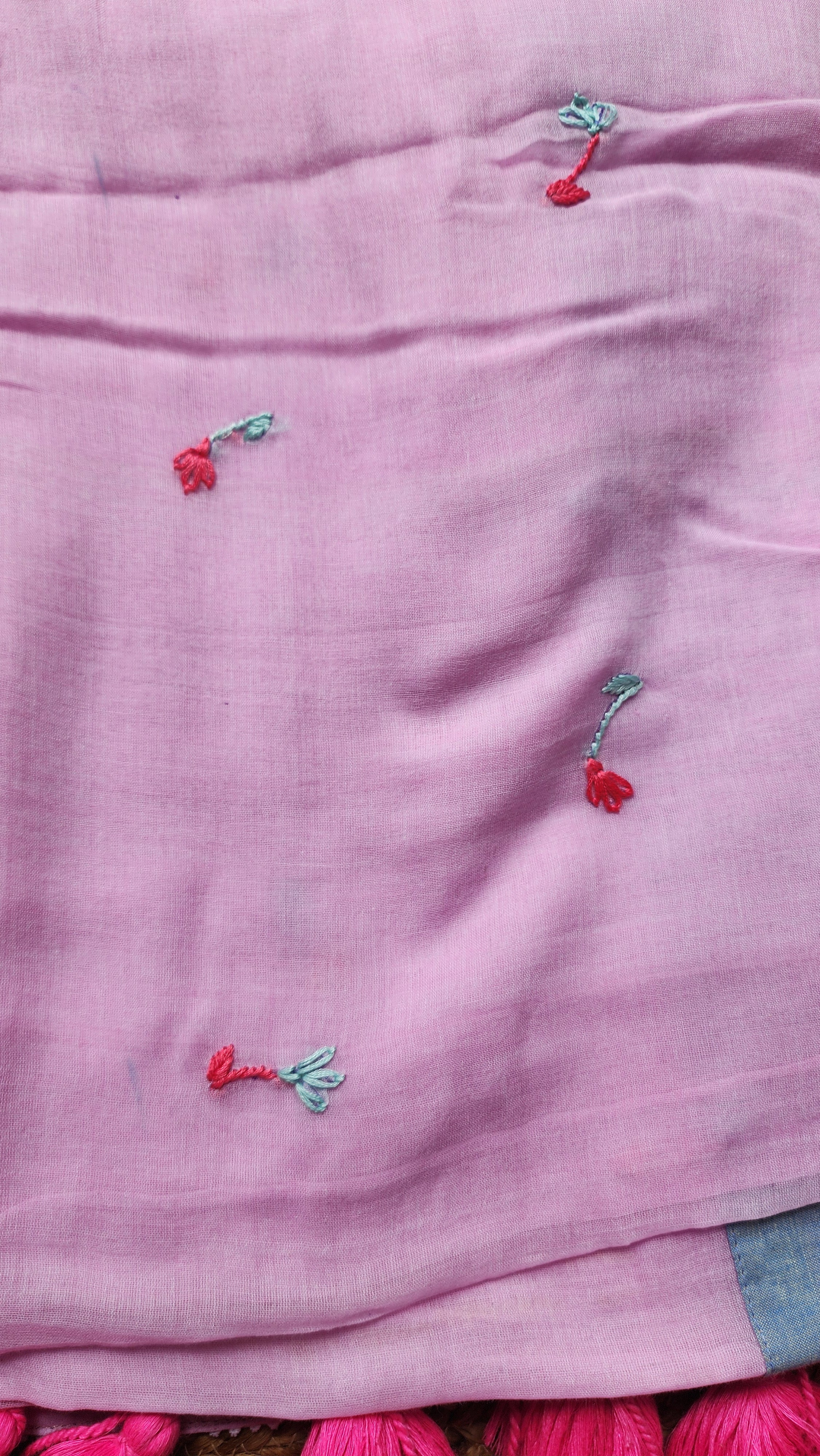 Pink Horizon Mulmul Patchwork Saree