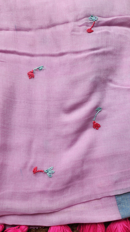 Pink Horizon Mulmul Patchwork Saree