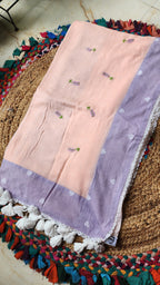 Blush Dusk Mulmul Patchwork Saree