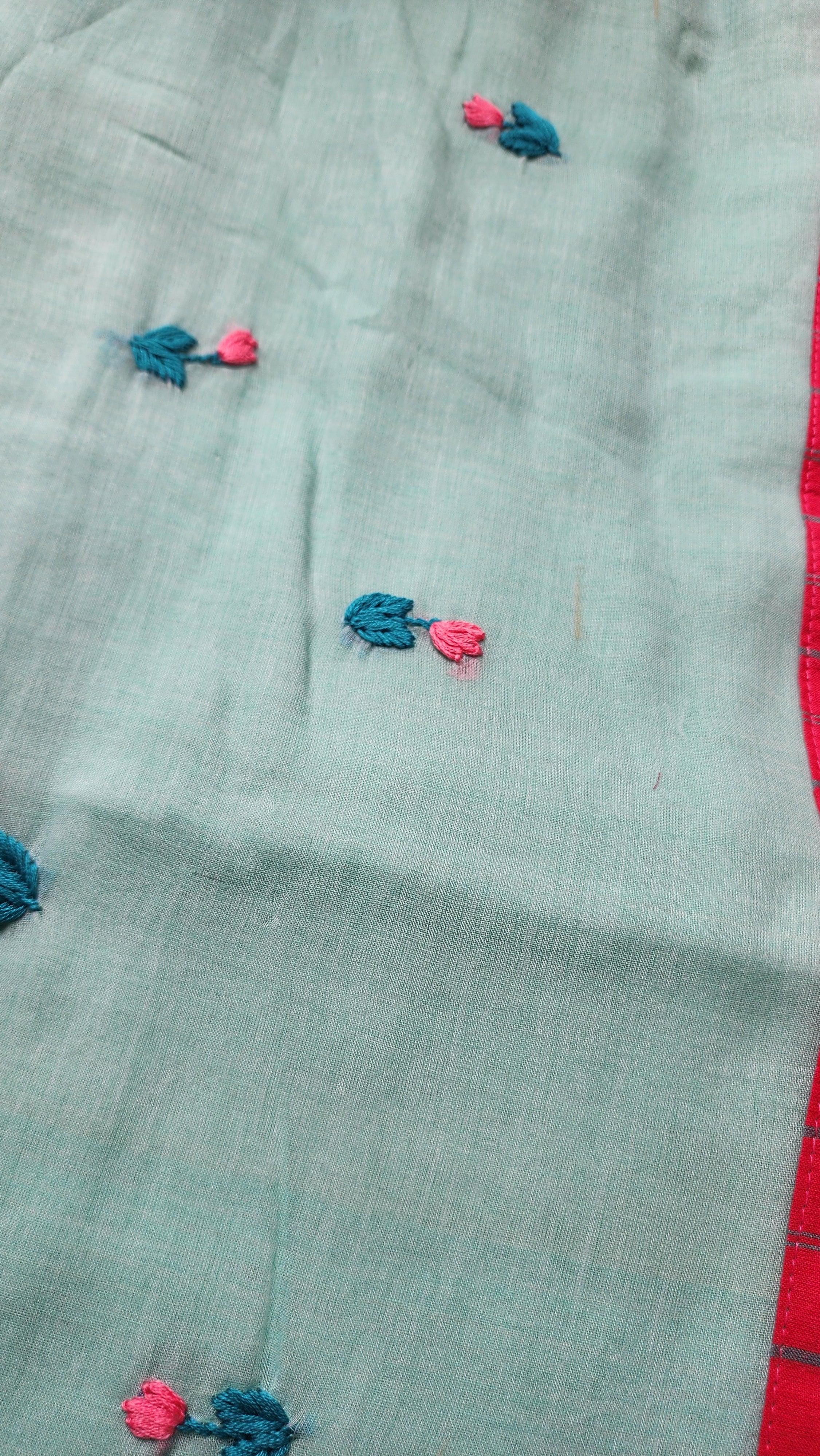 Mint Tide Mulmul Patchwork Saree