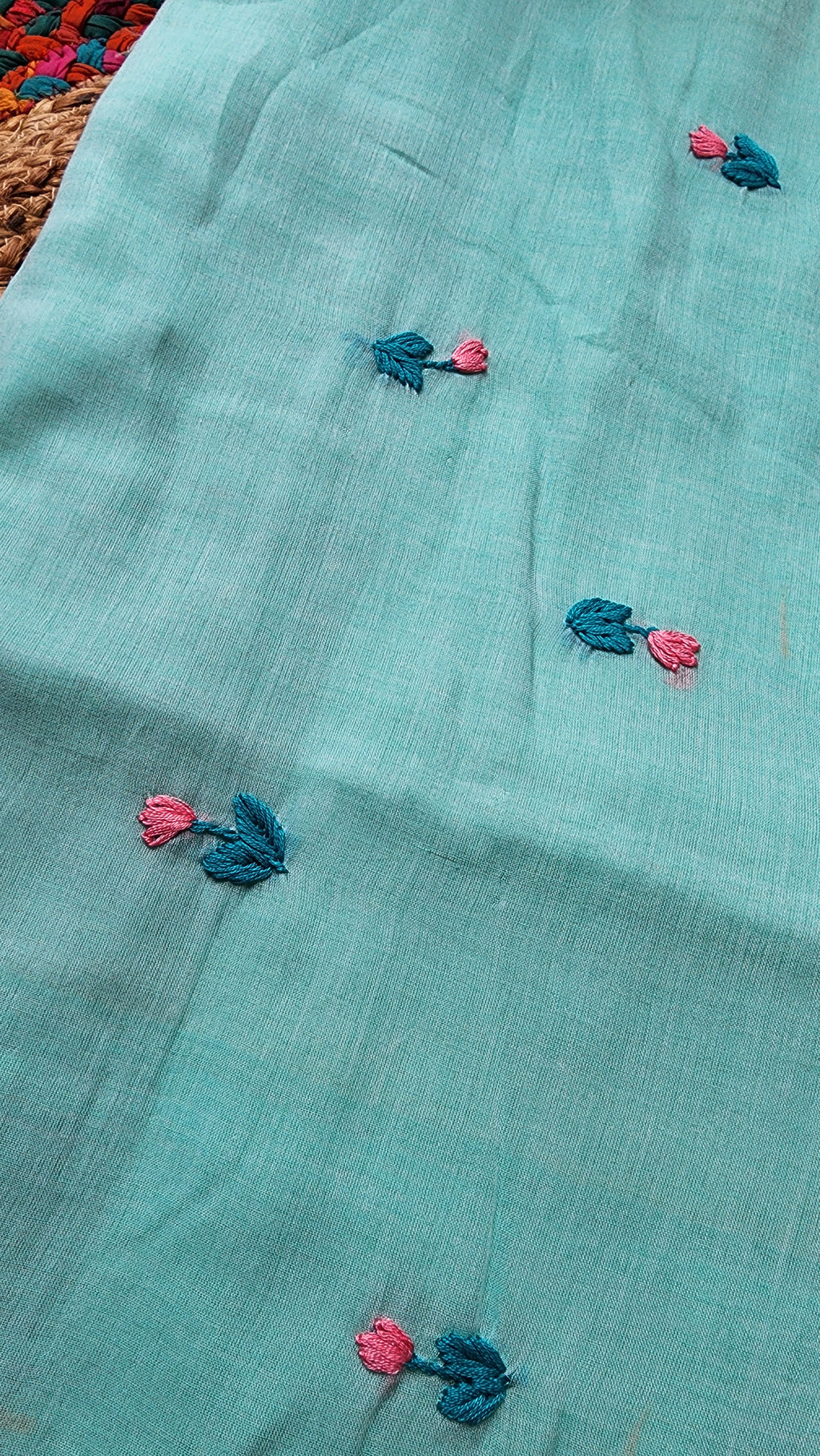 Mint Tide Mulmul Patchwork Saree
