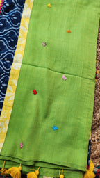 Neon Mirage Mulmul Patchwork Saree