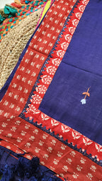 Midnight Muse Mulmul Patchwork Saree