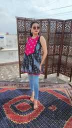 Bandhni Hand embroidered Flared Top