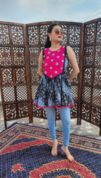 Bandhni Hand embroidered Flared Top