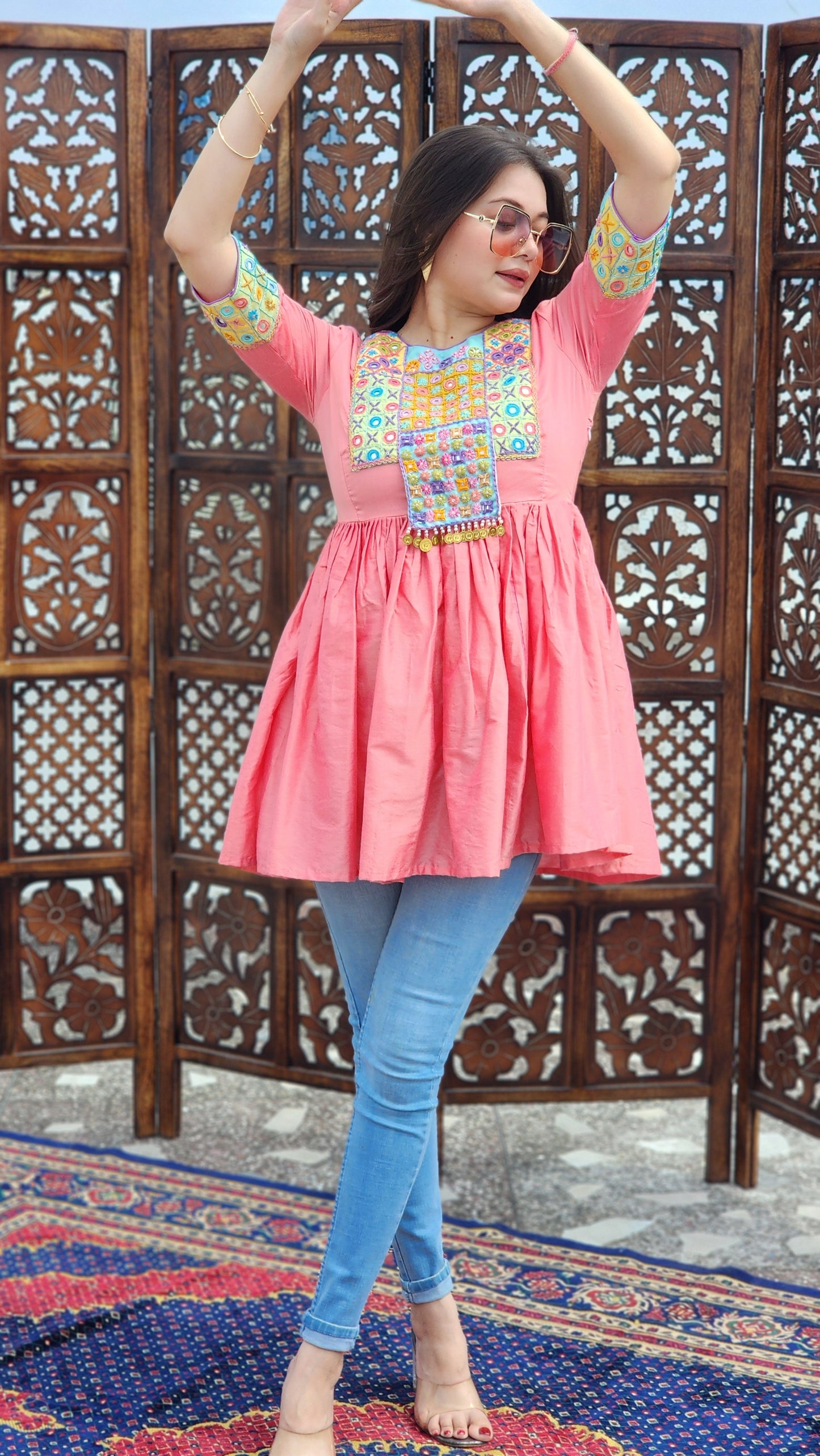 Kesar Gul Flared Top
