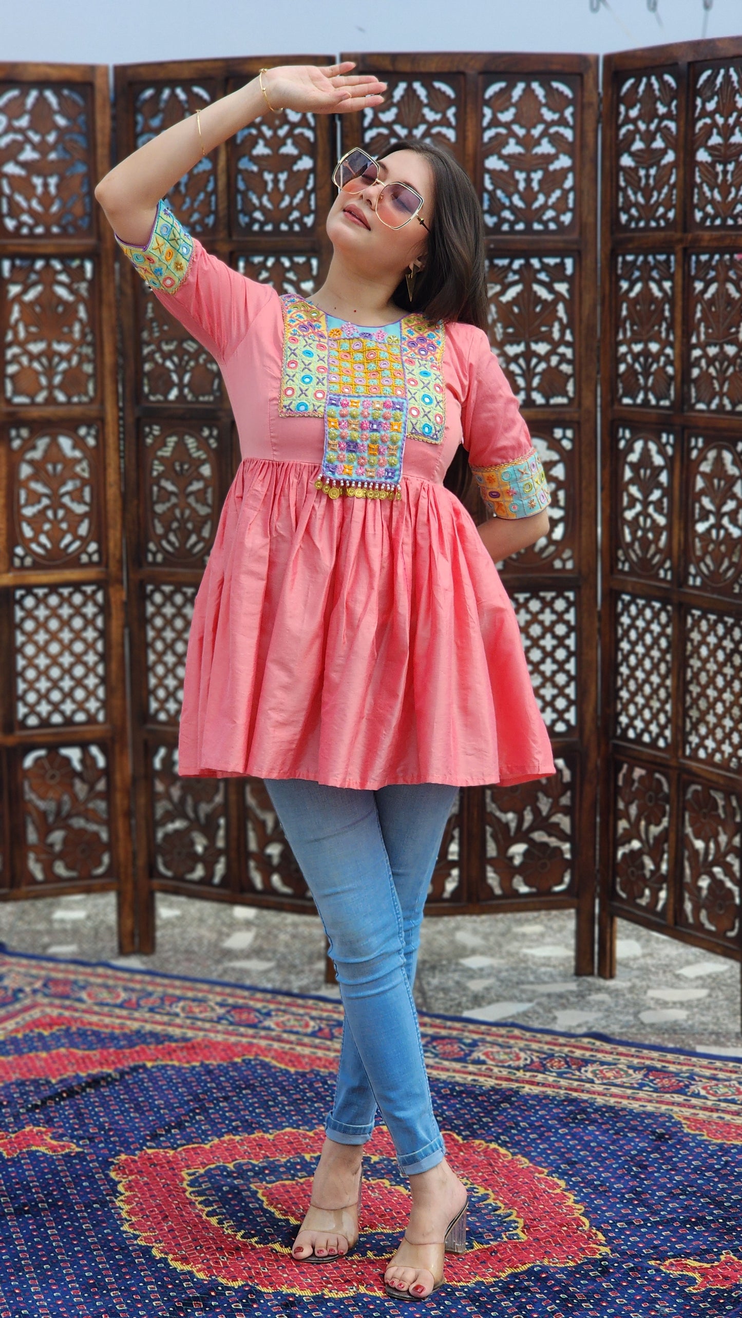 Kesar Gul Flared Top
