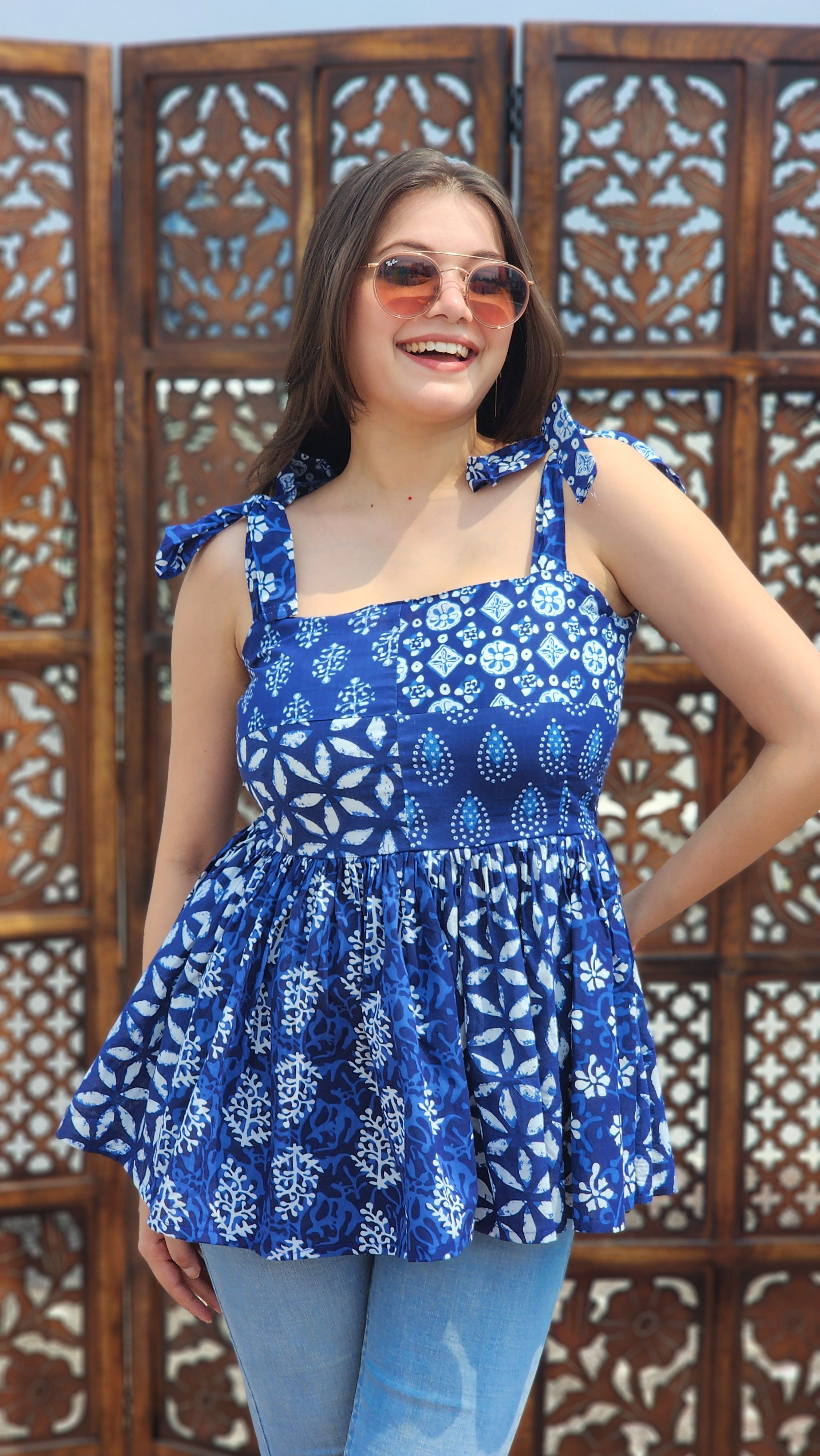Indigo Patch Flared Top