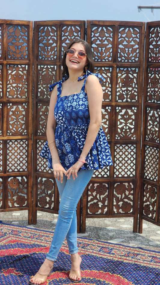 Indigo Patch Flared Top