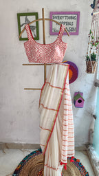 Laal Sada Cotton Saree