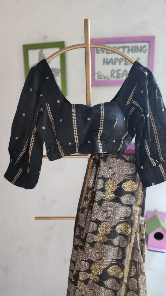 Black Jaquard Cotton Blouse