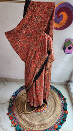 Dana Ajrakh Mashru Silk Saree