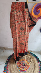 Dana Ajrakh Mashru Silk Saree