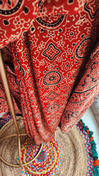 Dana Ajrakh Mashru Silk Saree